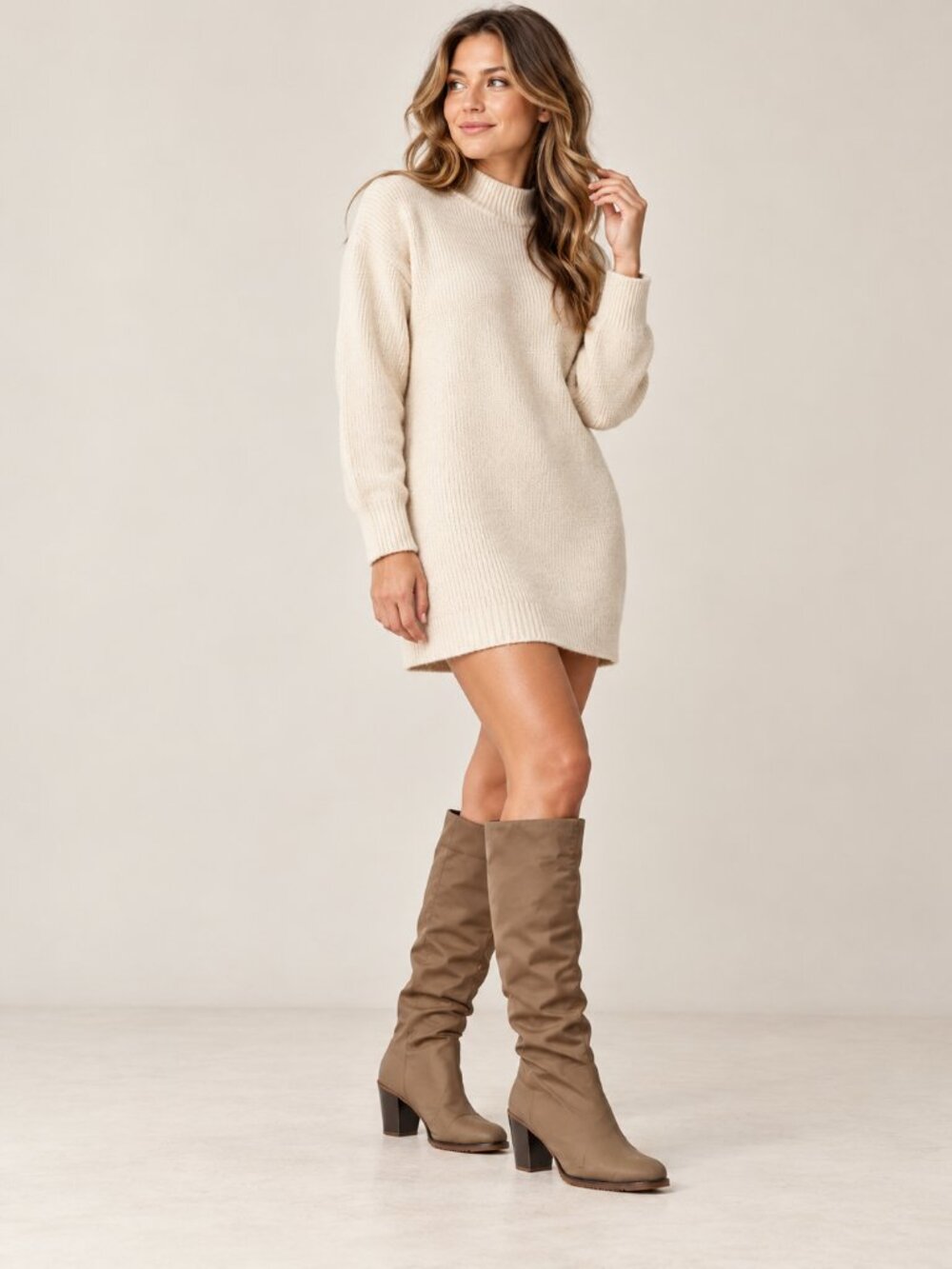 Colo Brown Knee High Shearling Lined Block Heel Boots Size 9M